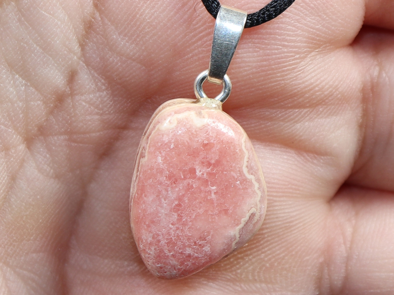 rhodochrosite with cord or silver 925