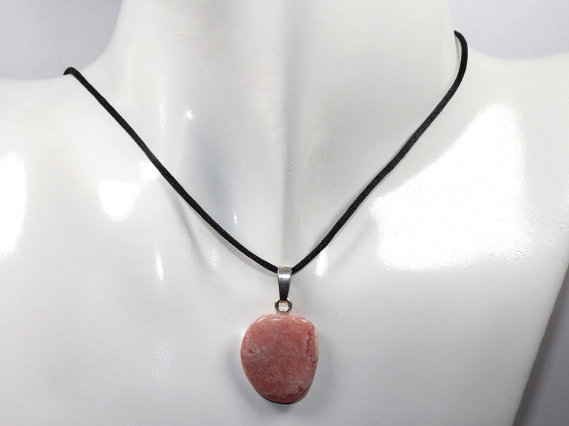 rhodochrosite with cord or silver 925