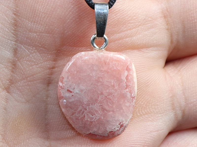 rhodochrosite with cord or silver 925