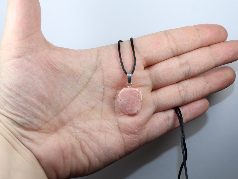 rhodochrosite with cord or silver 925
