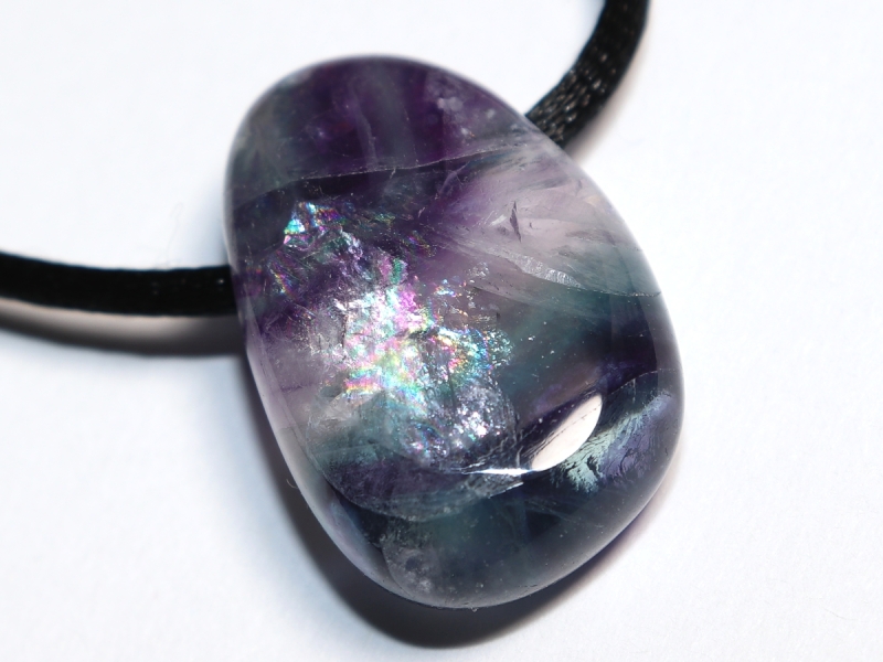 fluorite with cord or silver 925