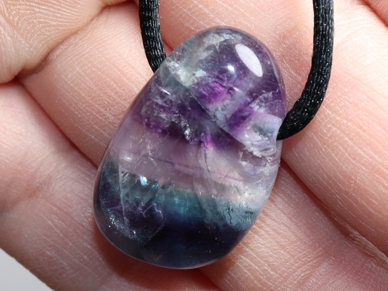 fluorite with cord or silver 925