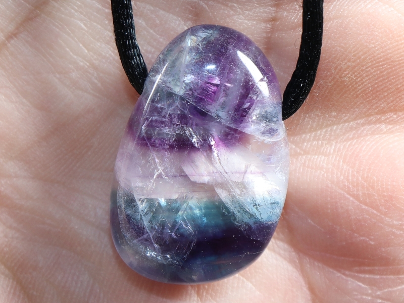 fluorite with cord or silver 925