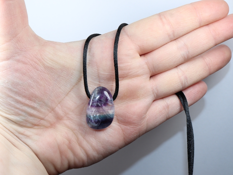 fluorite with cord or silver 925
