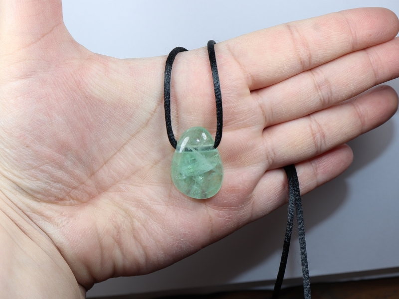 fluorite with cord or silver 925