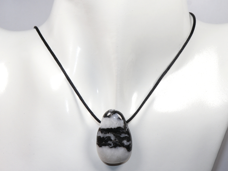 zebra marble with cord or silver 925