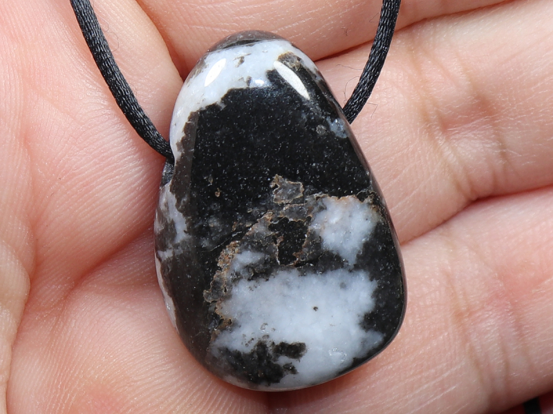 zebra marble with cord or silver 925