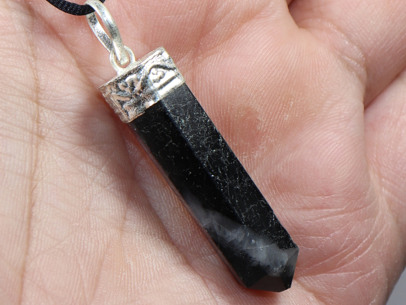 black tourmaline (Schorl) with cord or silver 925