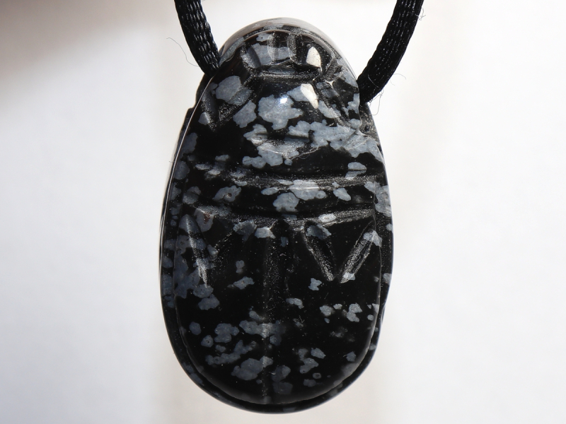 snowflake obsidian with cord or silver 925