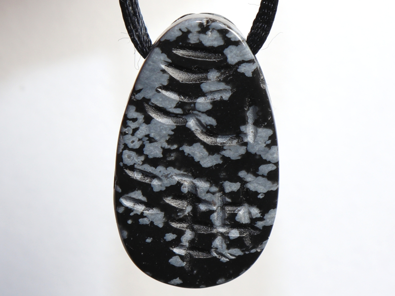 snowflake obsidian with cord or silver 925