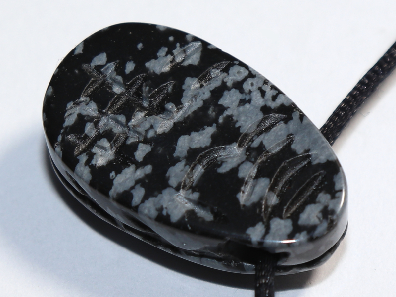 snowflake obsidian with cord or silver 925