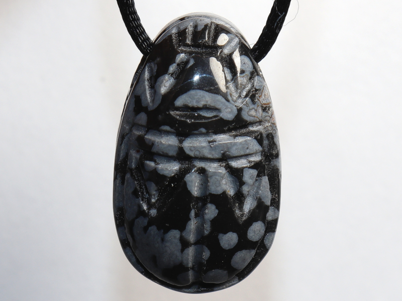 snowflake obsidian with cord or silver 925