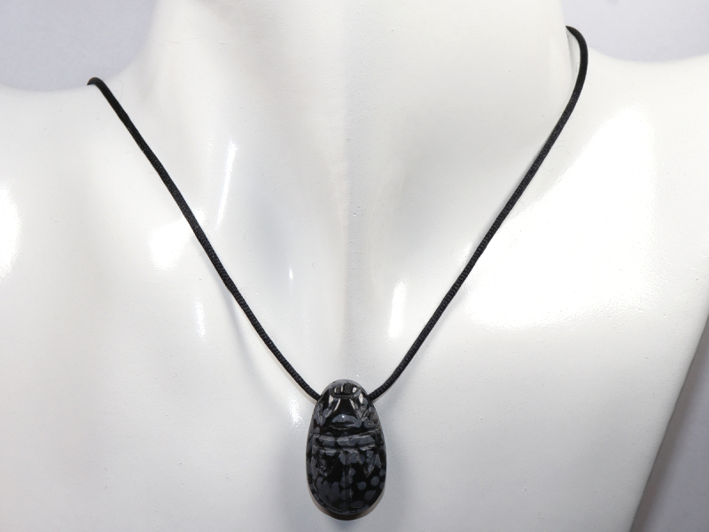 snowflake obsidian with cord or silver 925