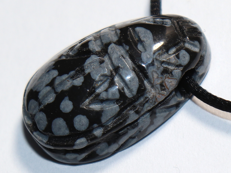 snowflake obsidian with cord or silver 925