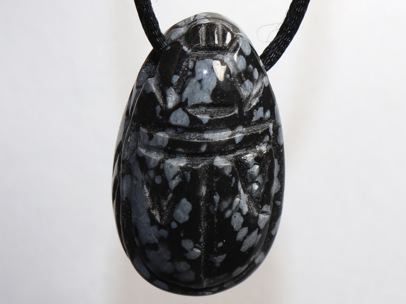 snowflake obsidian with cord or silver 925