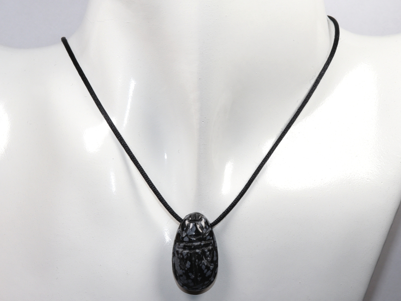 snowflake obsidian with cord or silver 925