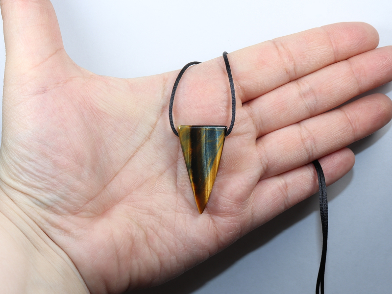 hawks eye with tiger's eye with cord or silver 925