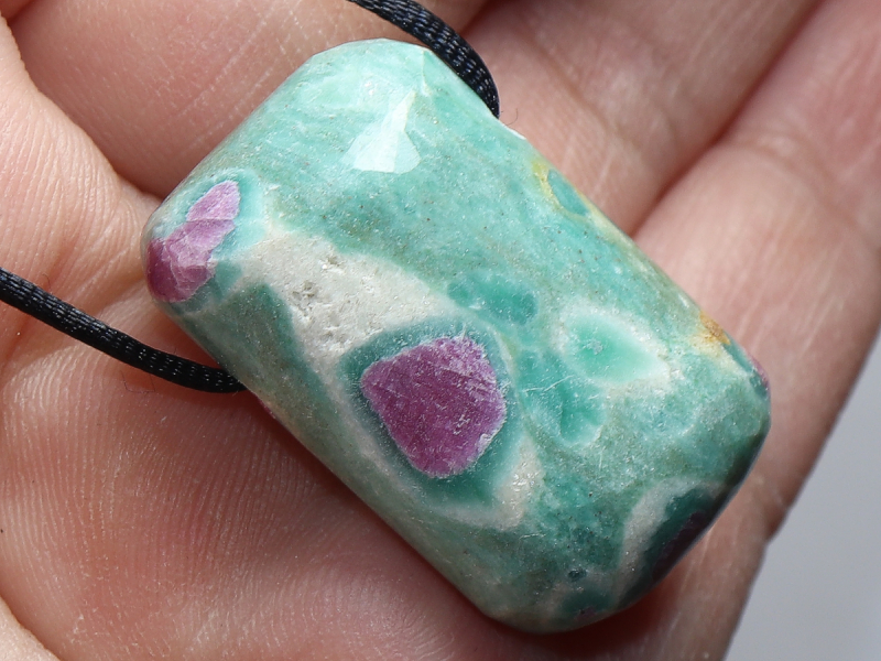 ruby in fuchsite with cord or silver 925