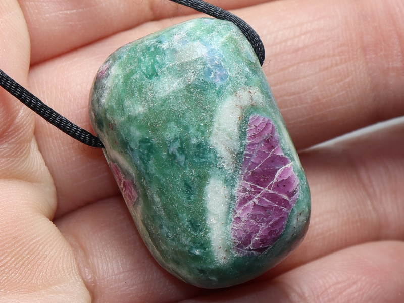ruby in fuchsite with cord or silver 925