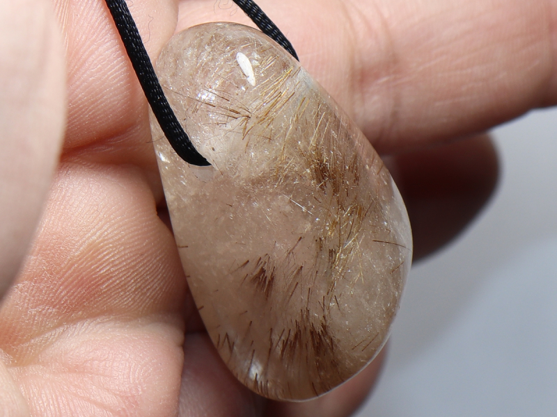 rutilated quartz with cord or silver 925