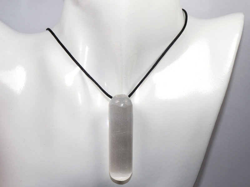 selenite with cord or silver 925