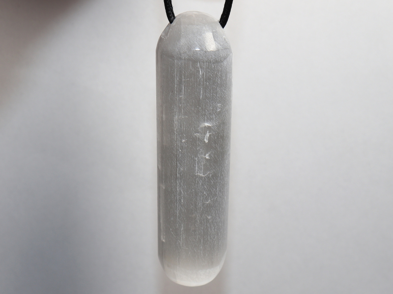 selenite with cord or silver 925