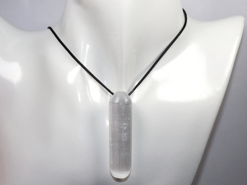 selenite with cord or silver 925