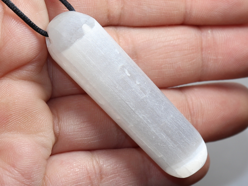 selenite with cord or silver 925