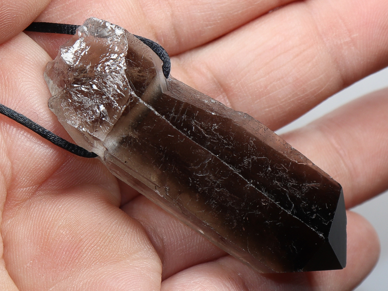 smoky quartz with cord or silver 925