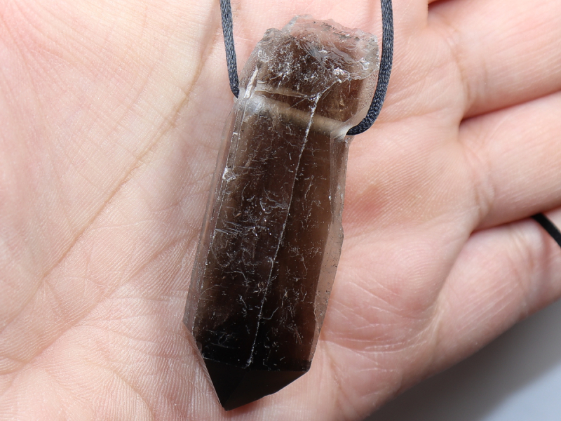 smoky quartz with cord or silver 925