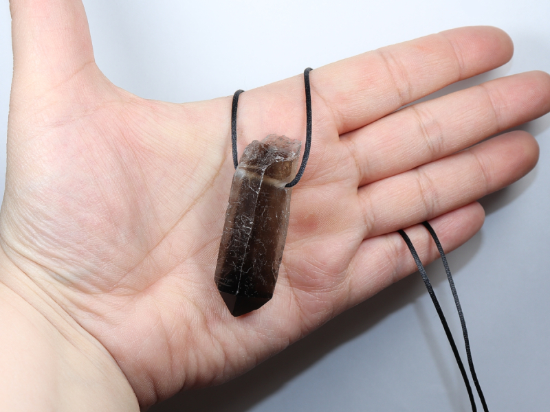 smoky quartz with cord or silver 925
