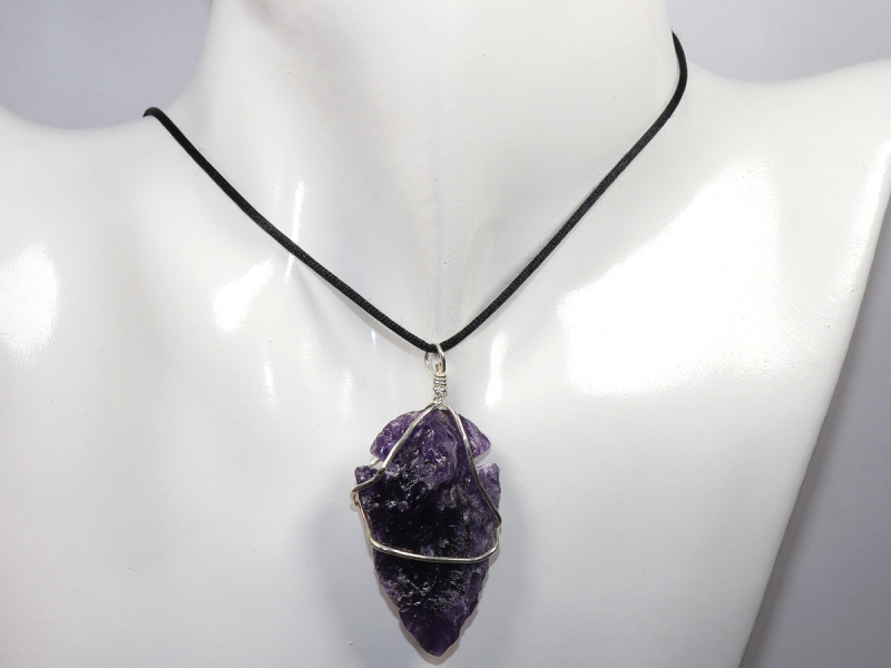 amethyst with cord or silver 925