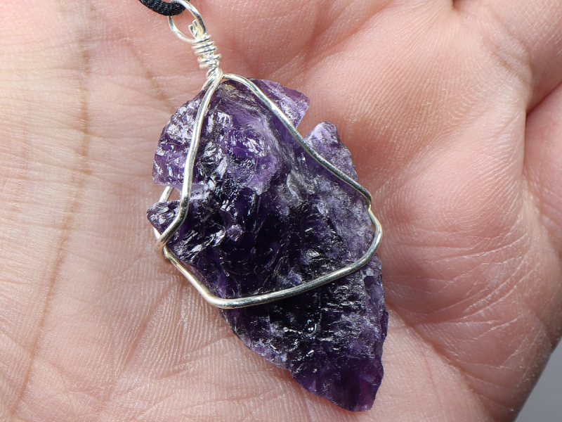 amethyst with cord or silver 925