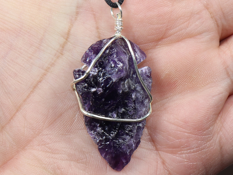 amethyst with cord or silver 925