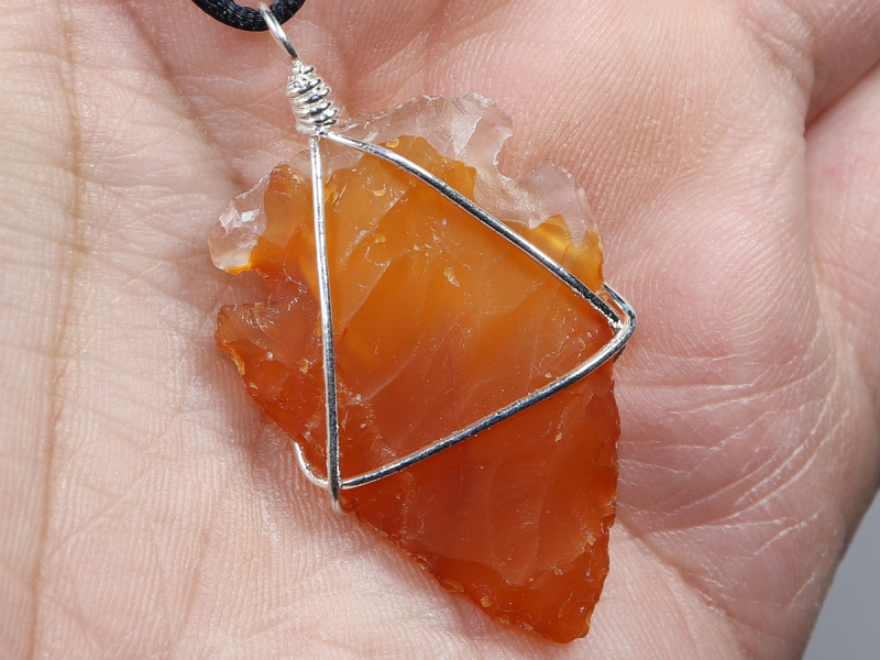 carnelian with cord or silver 925