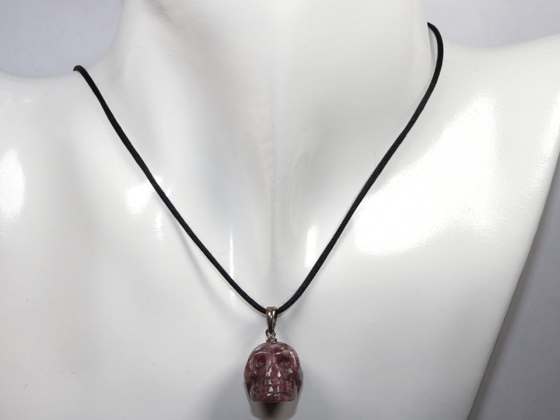 lepidolite with cord or silver 925