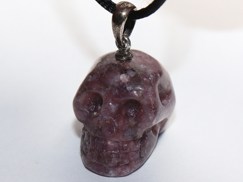 lepidolite with cord or silver 925
