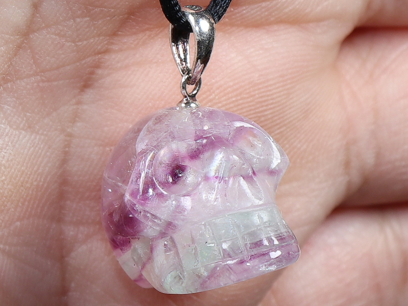fluorite with cord or silver 925