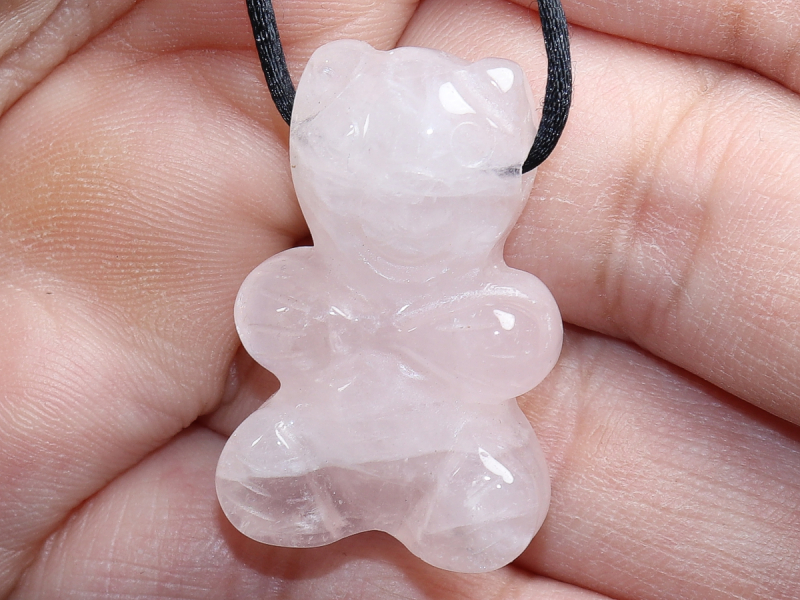 Rosenquarz mit Band oder Silber 925