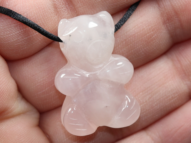 Rosenquarz mit Band oder Silber 925