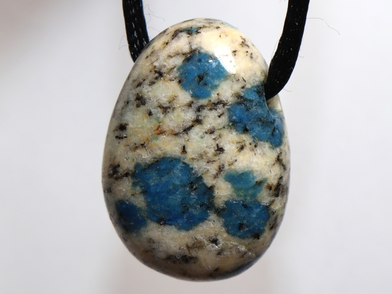 azurite in granite with cord or silver 925