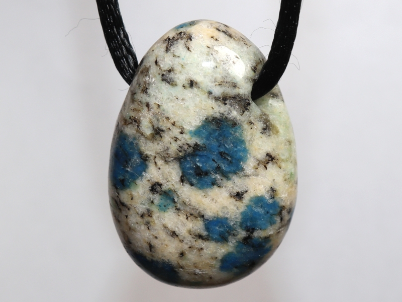 azurite in granite with cord or silver 925