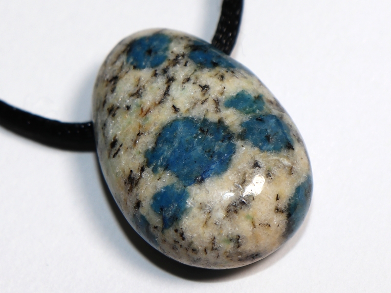 azurite in granite with cord or silver 925