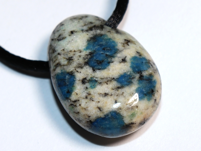 azurite in granite with cord or silver 925