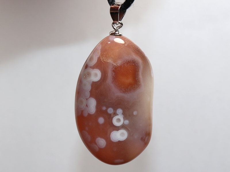 Botswana agate with cord or silver 925