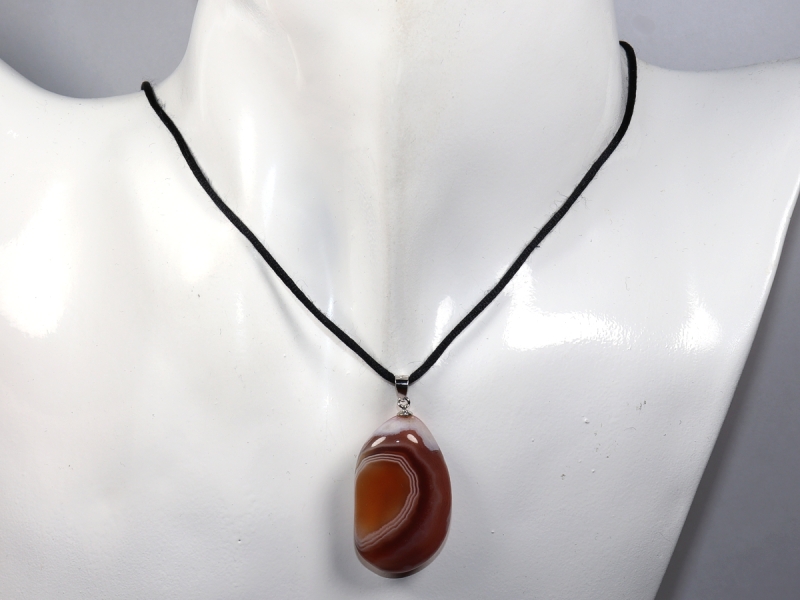 Botswana agate with cord or silver 925