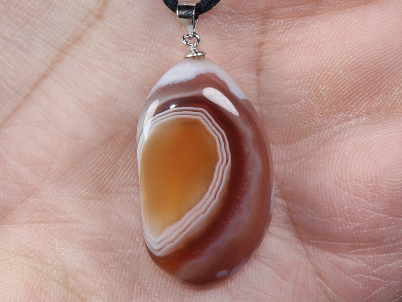 Botswana agate with cord or silver 925
