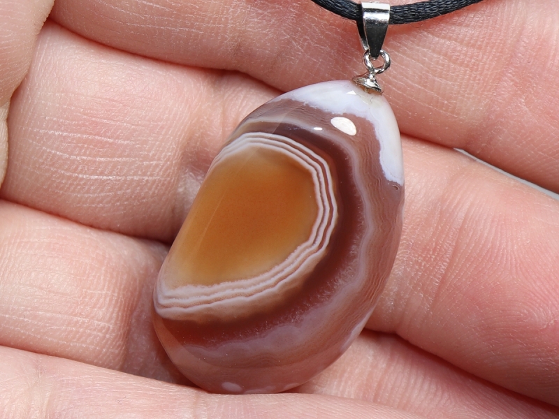 Botswana agate with cord or silver 925