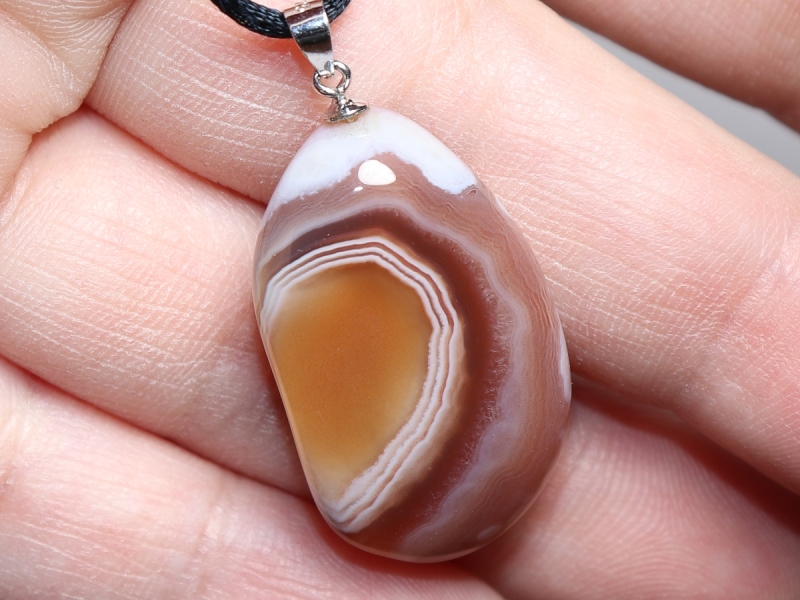 Botswana agate with cord or silver 925