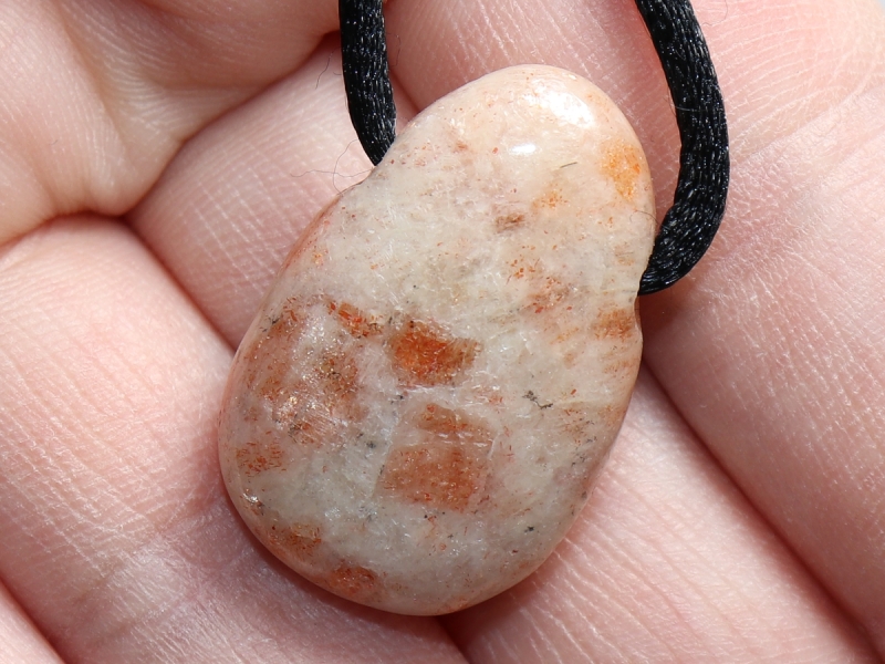 sunstone with cord or silver 925